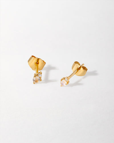Moonstone Diamond Stud Earrings