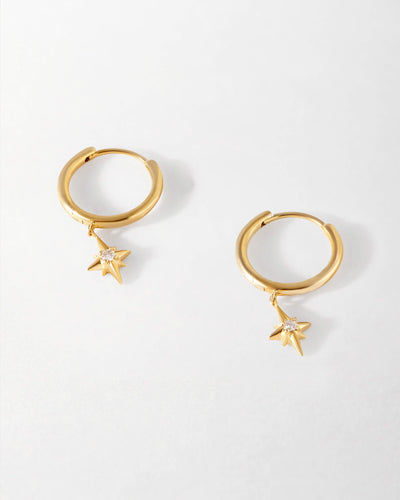 Star Drop Diamond Huggie Earrings