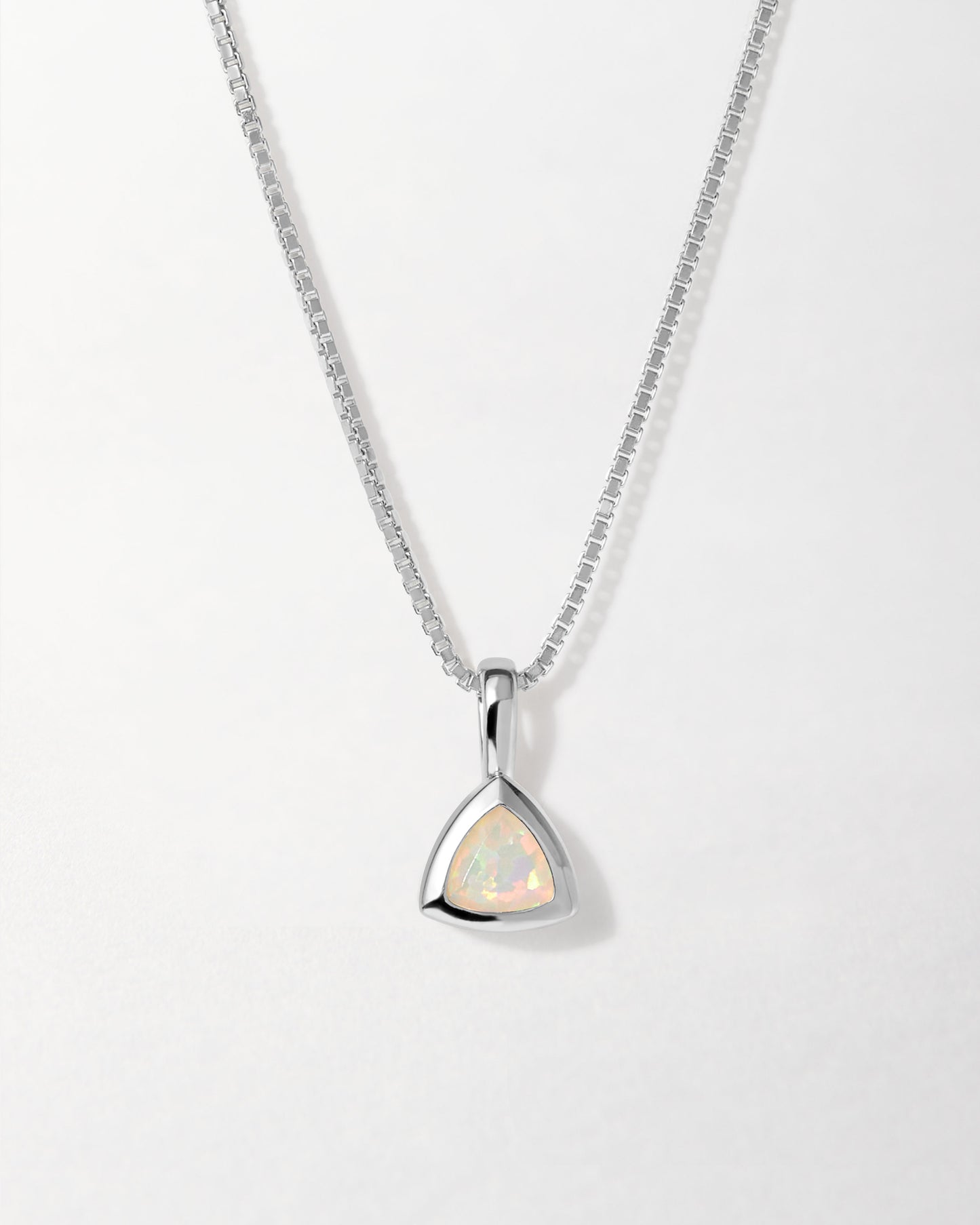 Opal October Birthstone Necklace - Silver