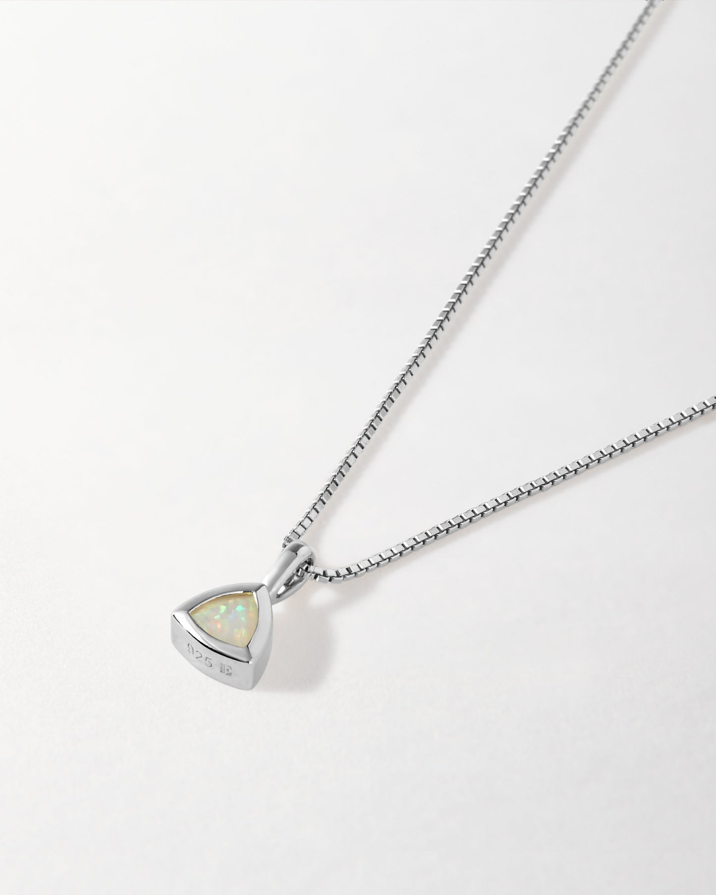 Opal October Birthstone Necklace - Silver