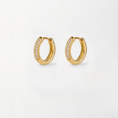 Pave Hoop Gold Earrings