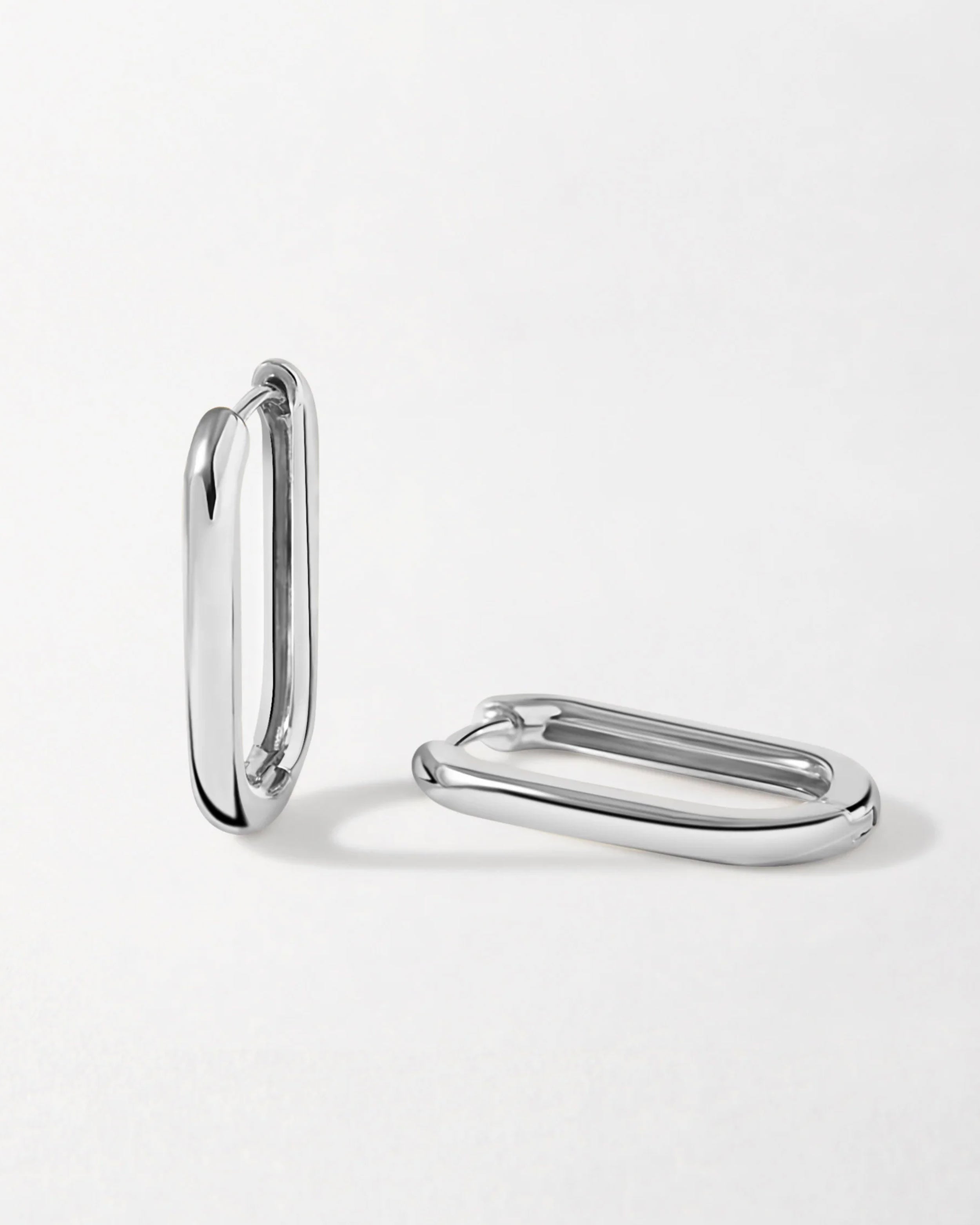 Silver oblong hoop earrings deals