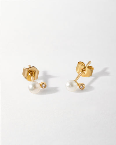 Pearl Diamond Stud Earrings