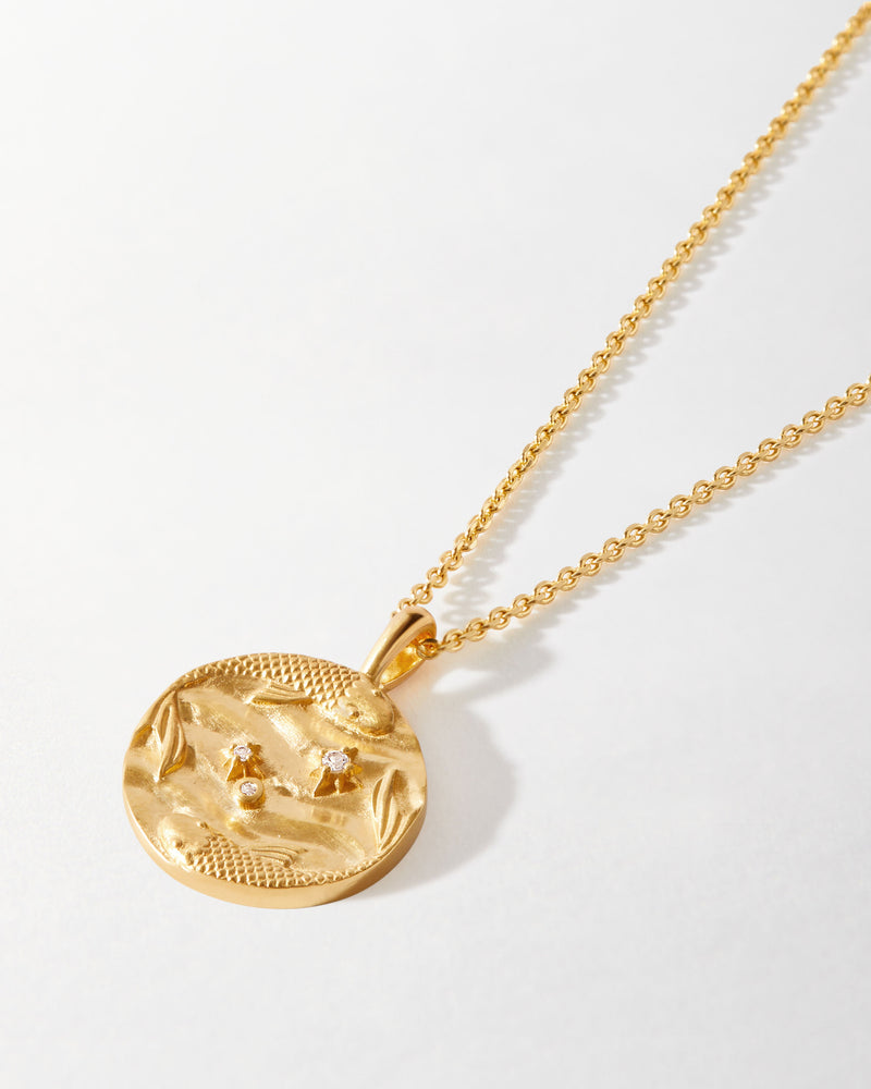 Gold 18k Designer Horoscope of – | Plated Necklace Jewellery Zodiac Pisces EDGE EMBER