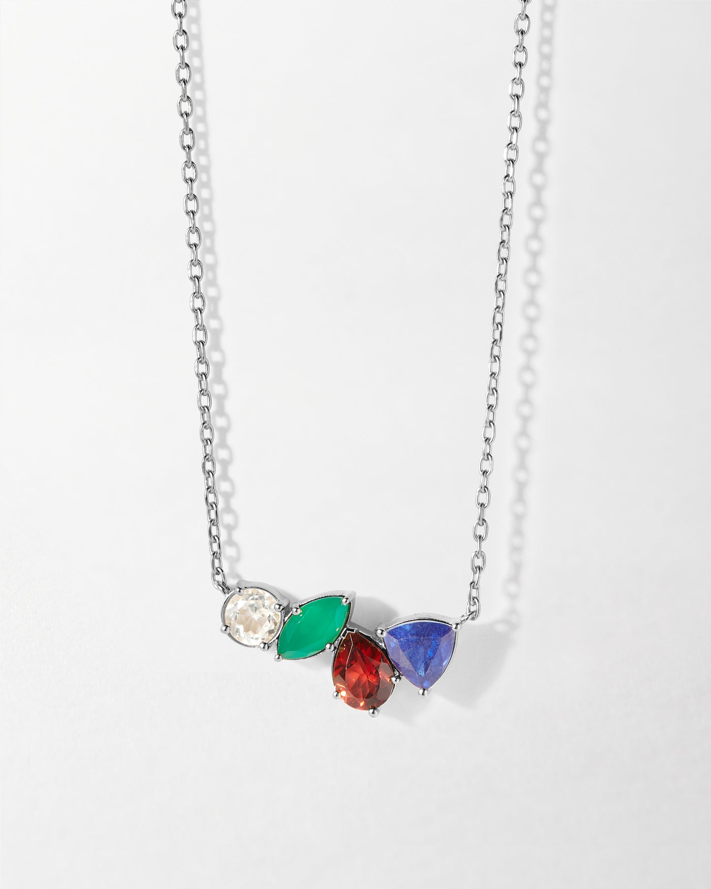 Quartet Customised Gemstone Necklace - Silver