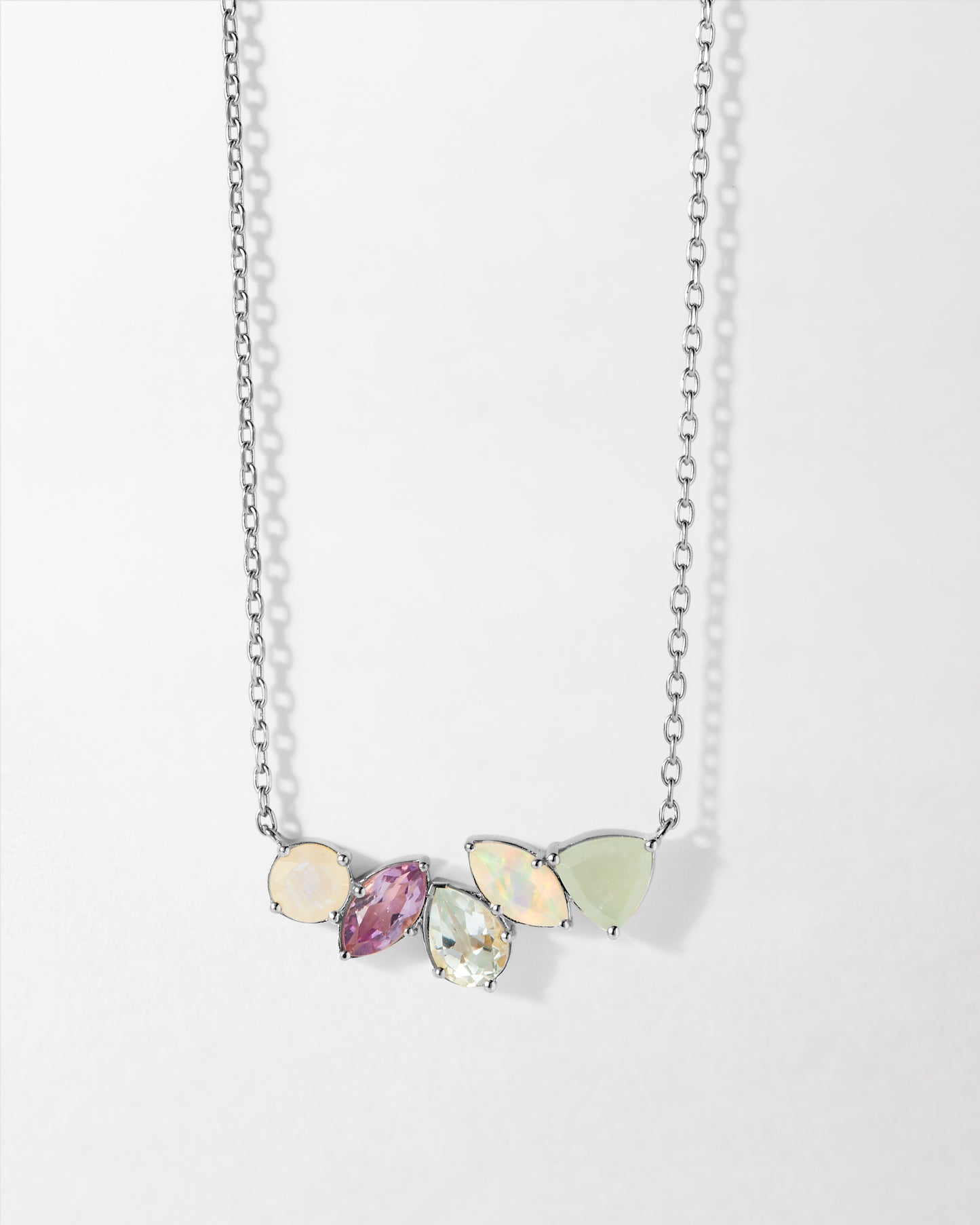 Quintet Customised Gemstone Necklace - Silver