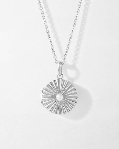 Radiant Pearl Locket Necklace - Silver