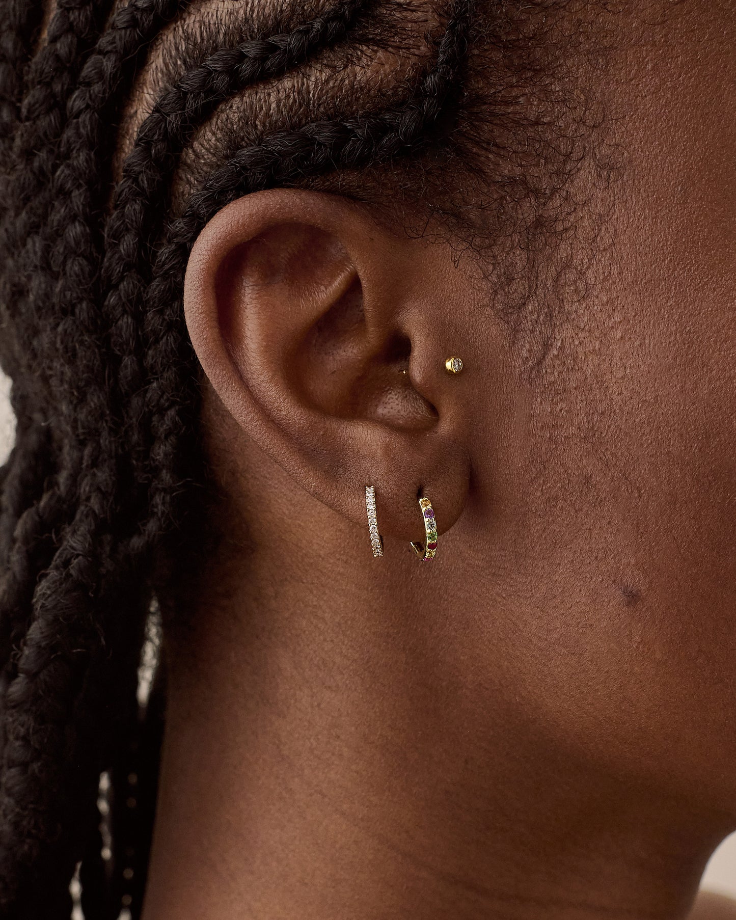 Rainbow Sapphire Huggie Earrings 14ct Solid Yellow Gold – EDGE