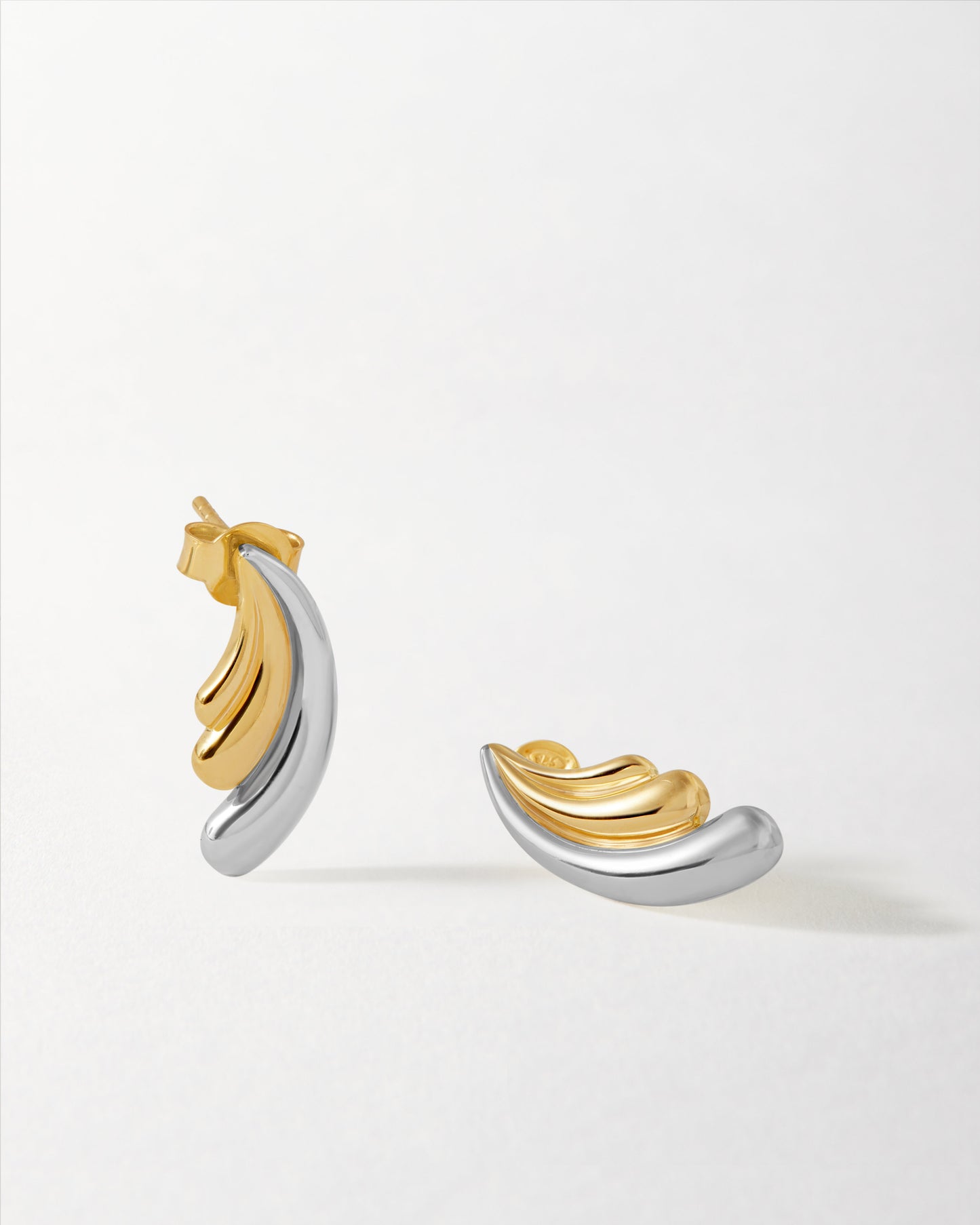 Ripple Mixed Metal Statement Stud Earring