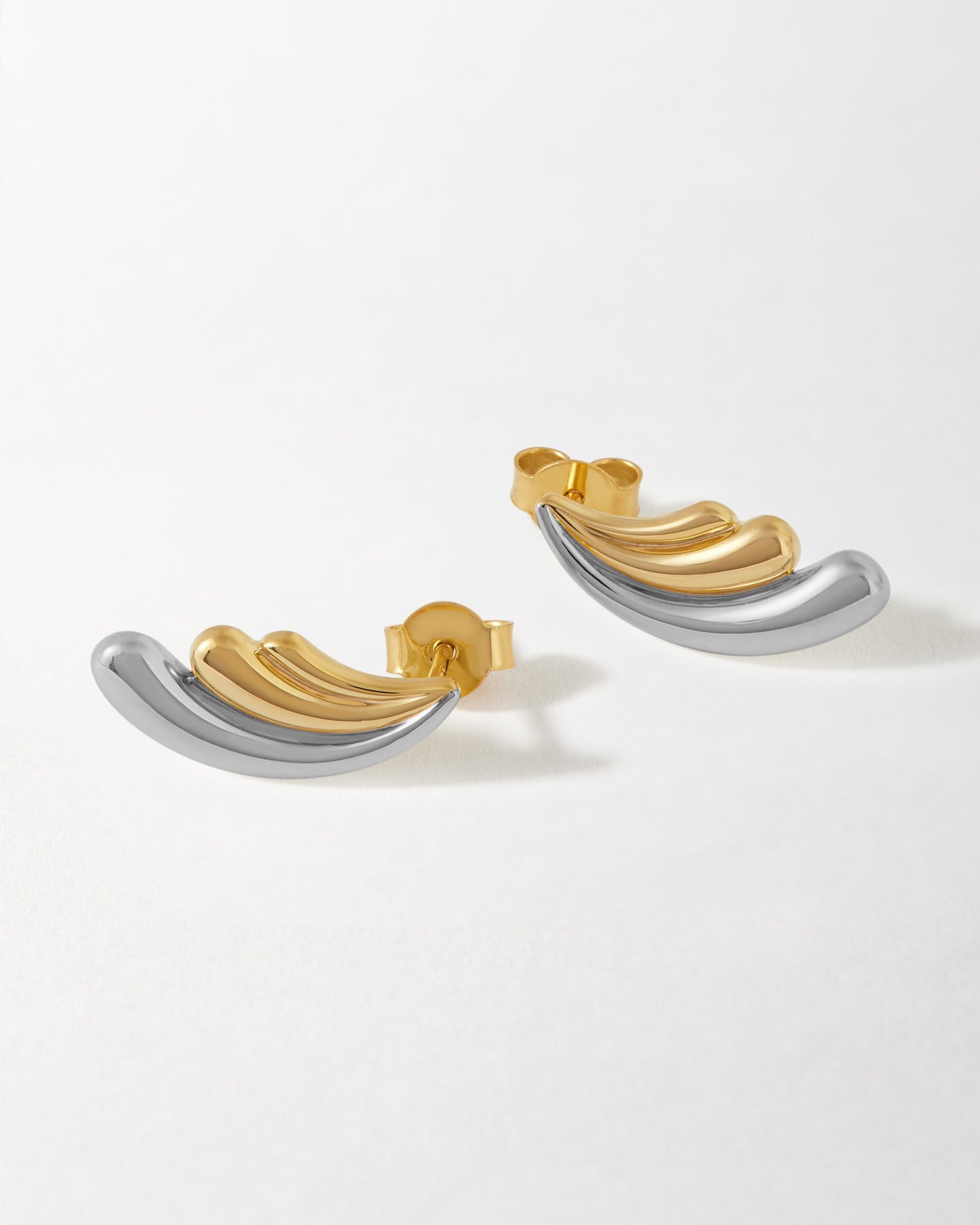 Ripple Mixed Metal Statement Stud Earring