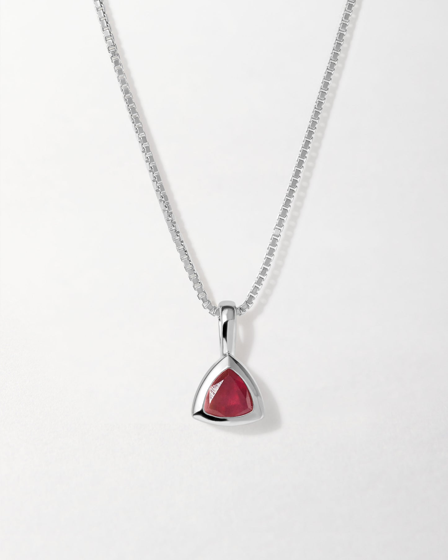 Ruby July Birthstone Necklace - Silver