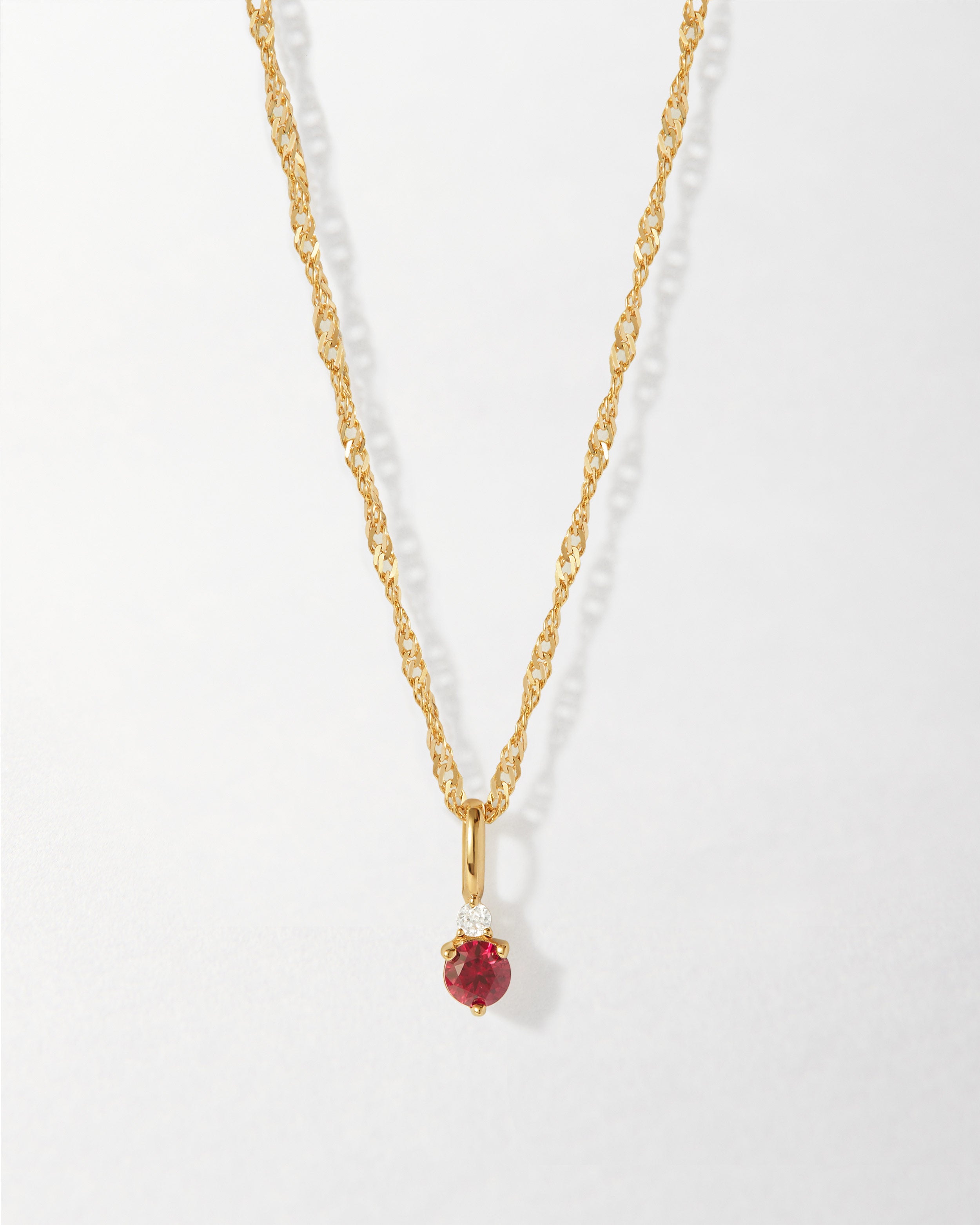 Solid Gold Birthstone Necklace | Ruby & Lab-Grown Diamond – Edge