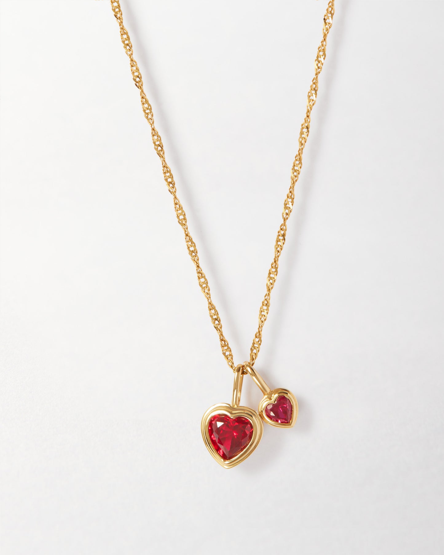 Heart Set Necklaces - Lab Ruby
