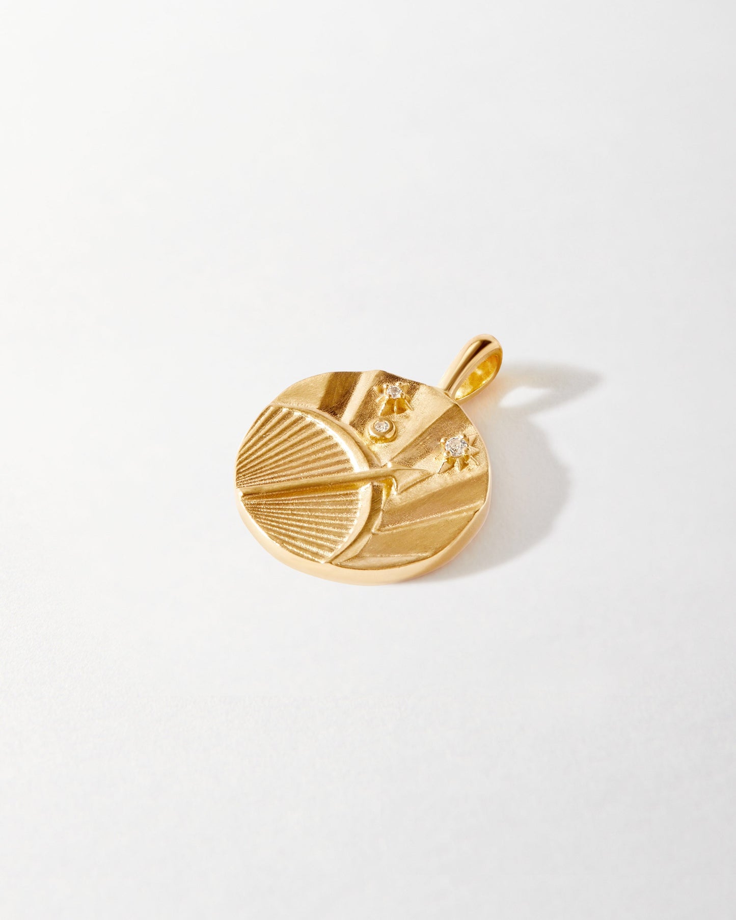 Zodiac Horoscope Pendant crafted in solid 14ct gold with lab-grown diamonds, made from recycled metals, ethically sourced, and designed as considered fine jewellery built to last.