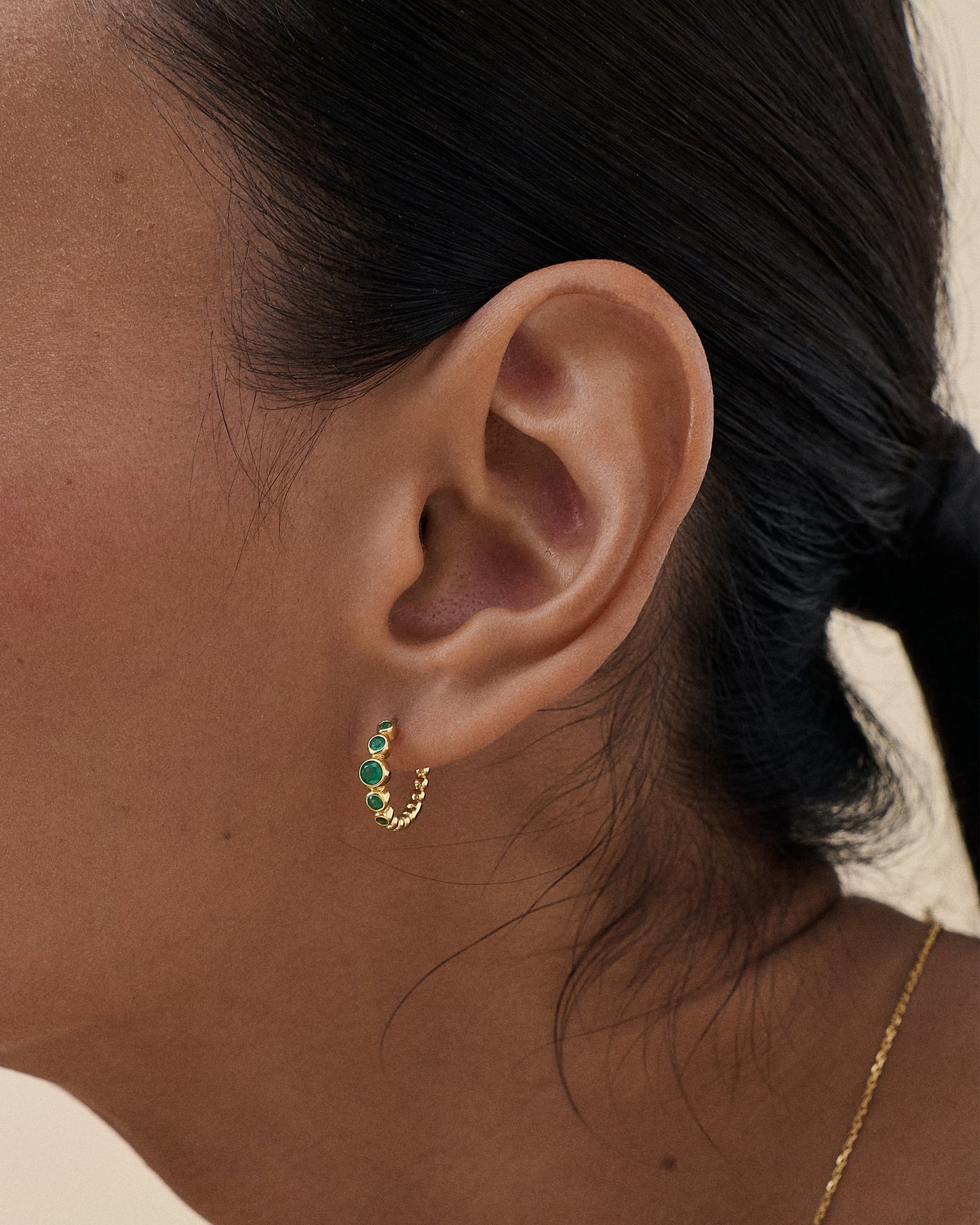 Serena Green Onyx Hoop Earring