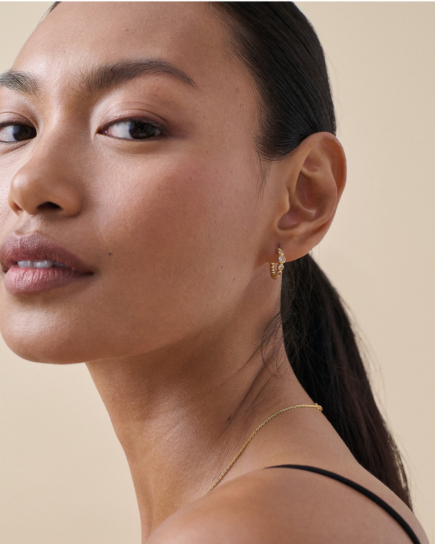 Serena White Sapphire Hoop Earring