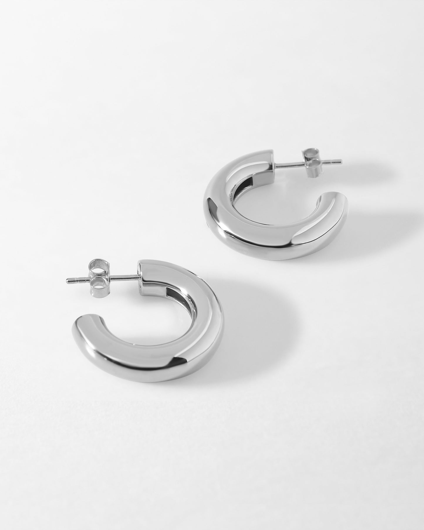 Chunky Hoop Earrings - Silver