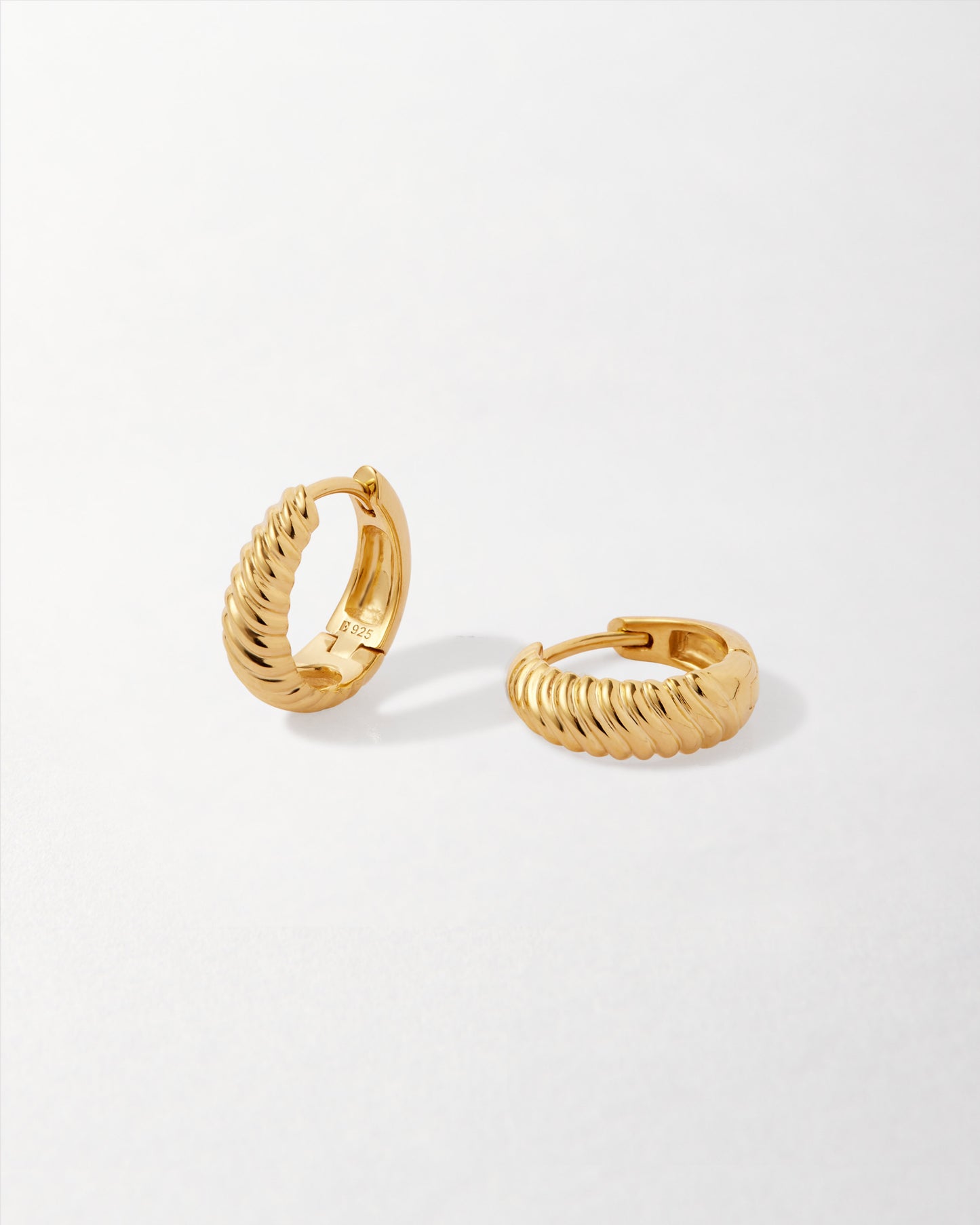 Spiral Huggie Hoop Earrings - Gold