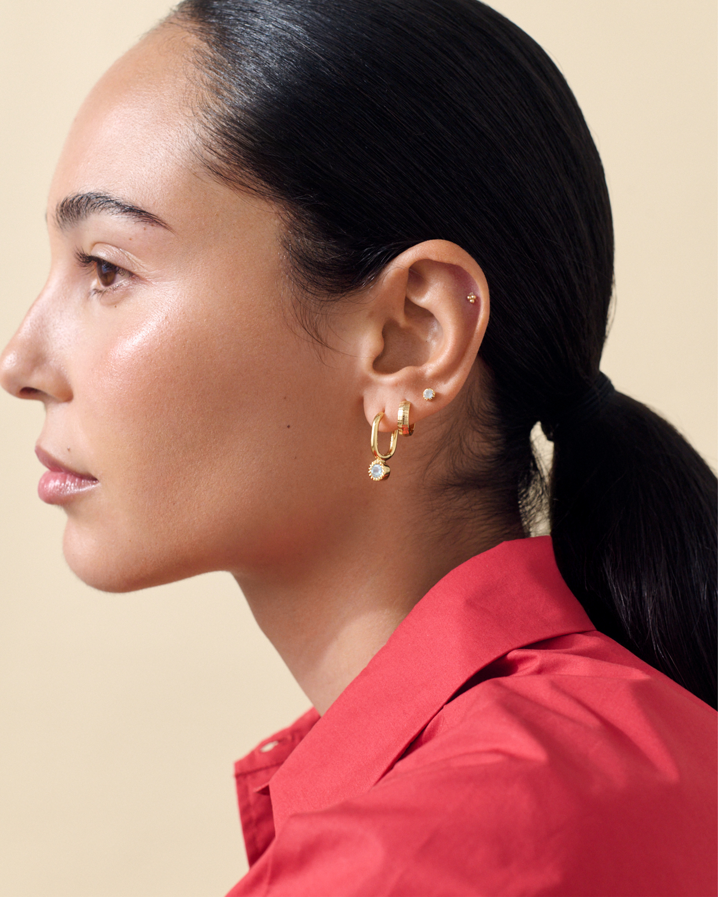 Lattice Huggie Hoop Earrings - Gold