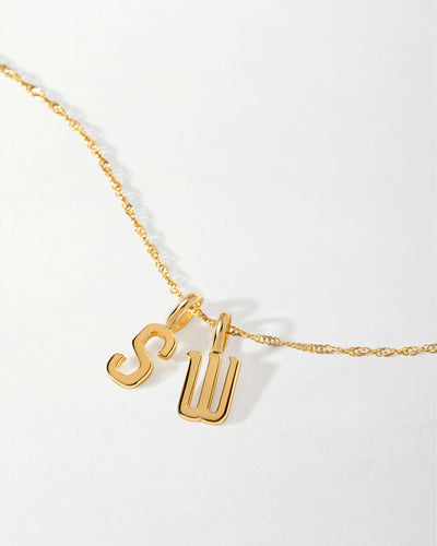 Double Initial Solid Gold Necklace