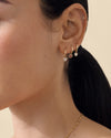 Solid Gold Heart Diamond Hoop Earrings