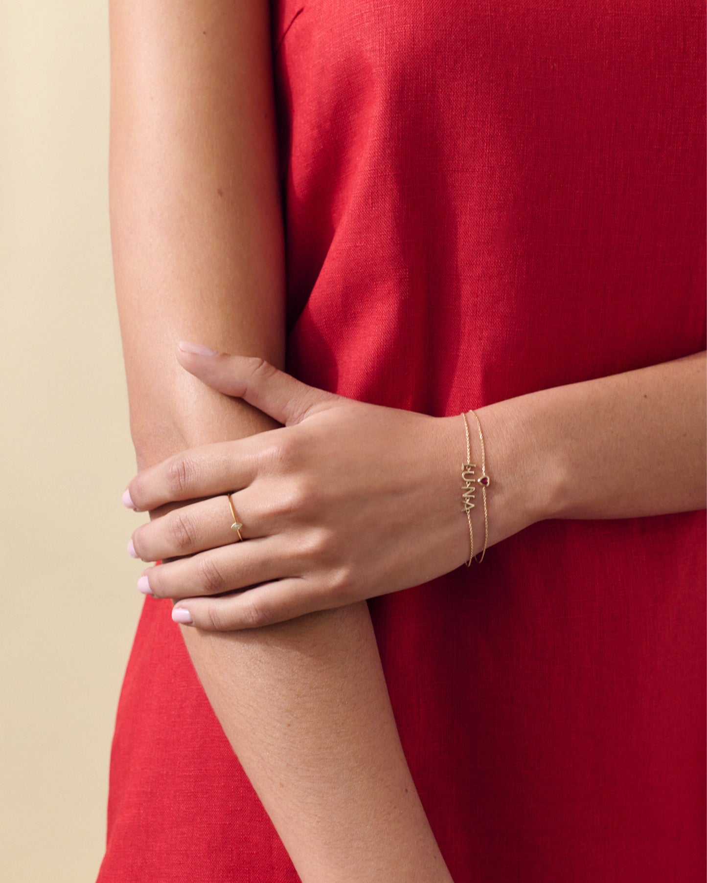 Solid Gold Heart Ruby Bracelet