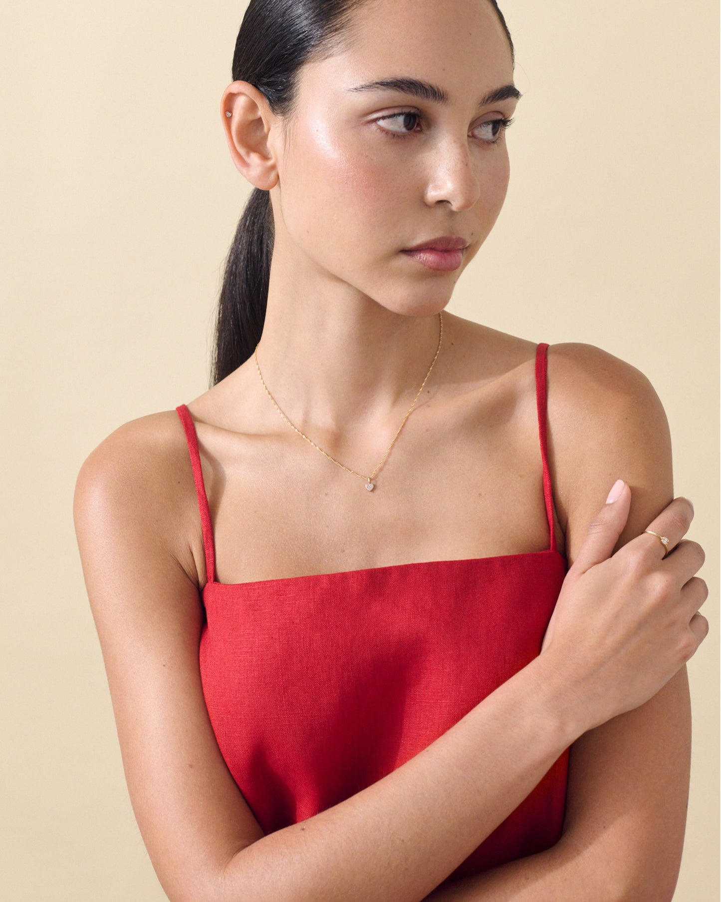 Solid Gold Large Heart Diamond Necklace