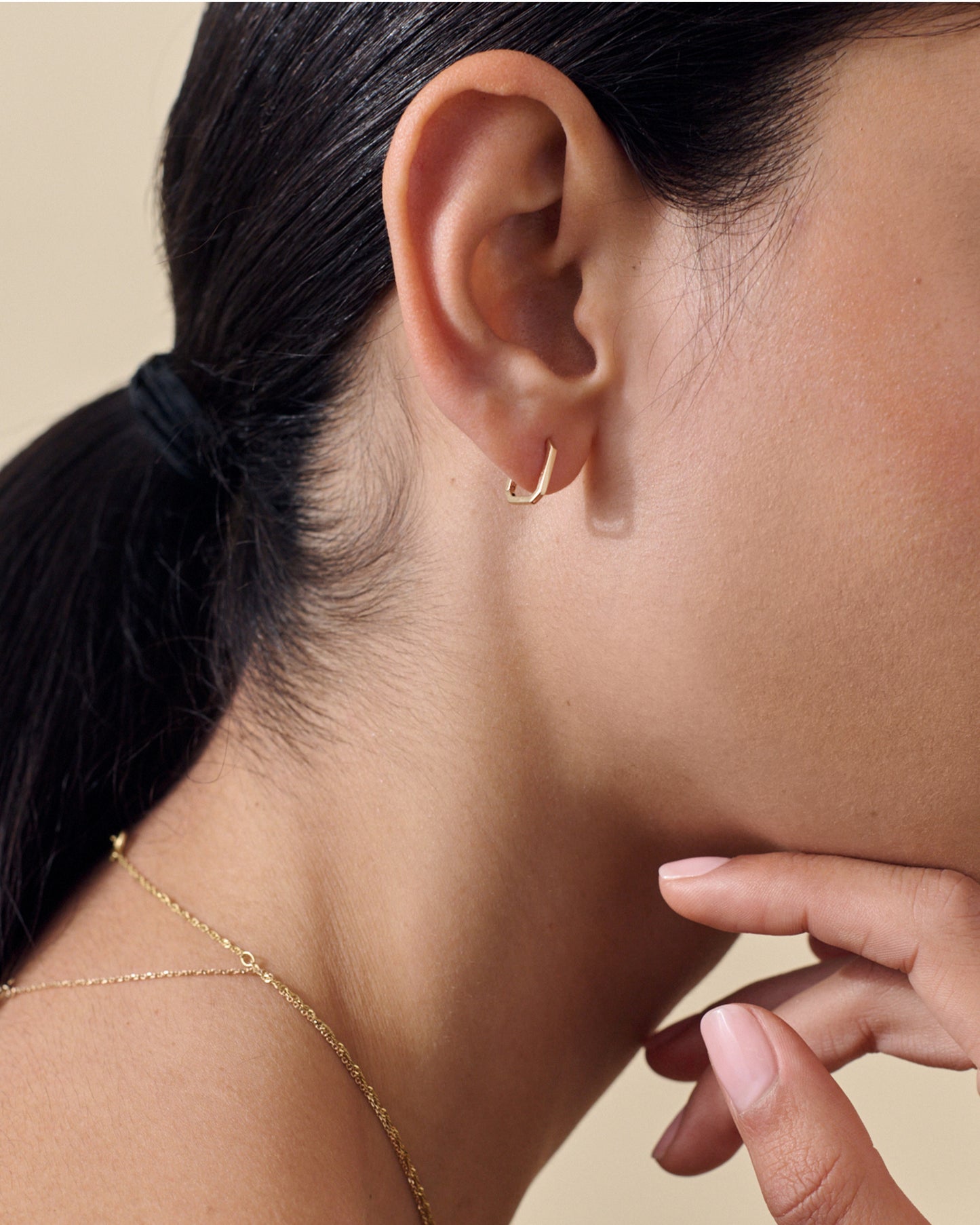 Solid Gold Mini Deco Hoop Earrings