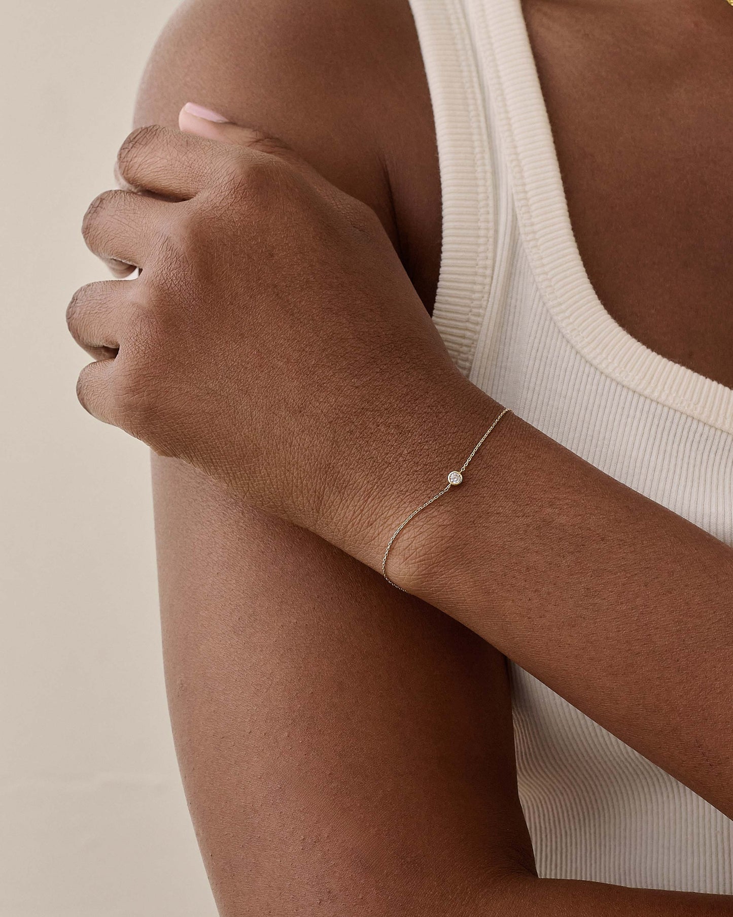 Solitaire Diamond Bracelet 14ct Solid Gold