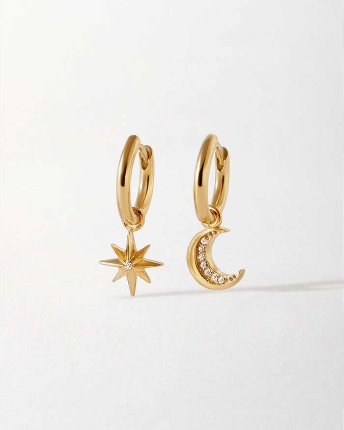 Earrings for women with moon & star, gold plating – THOMAS SABO