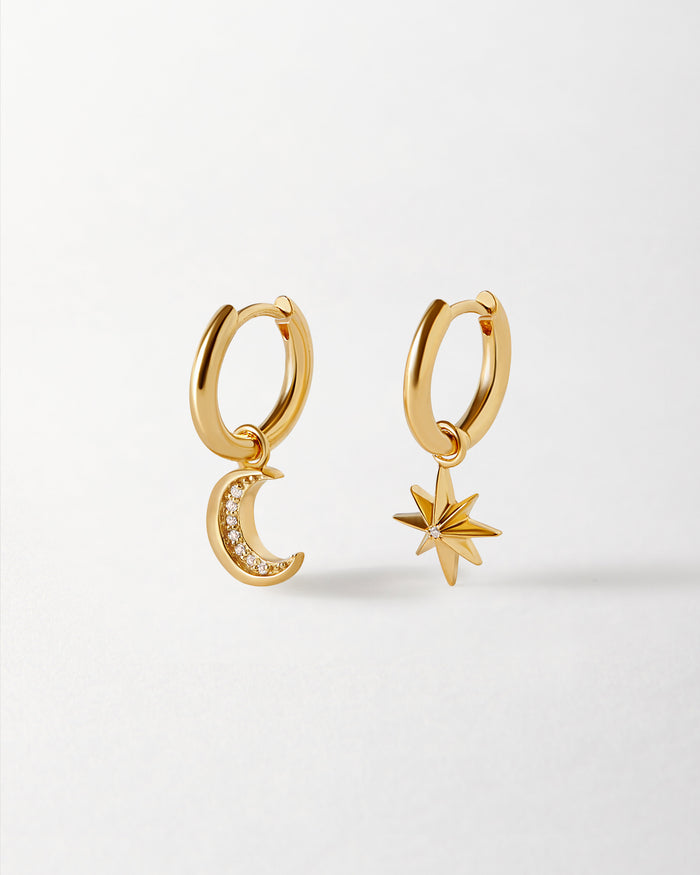 Star & Moon Charm Hoop Earrings - Sustainable Jewellery – EDGE of EMBER