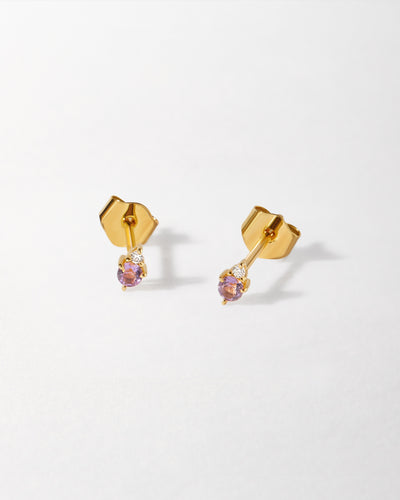 Amethyst Diamond Stud Earrings