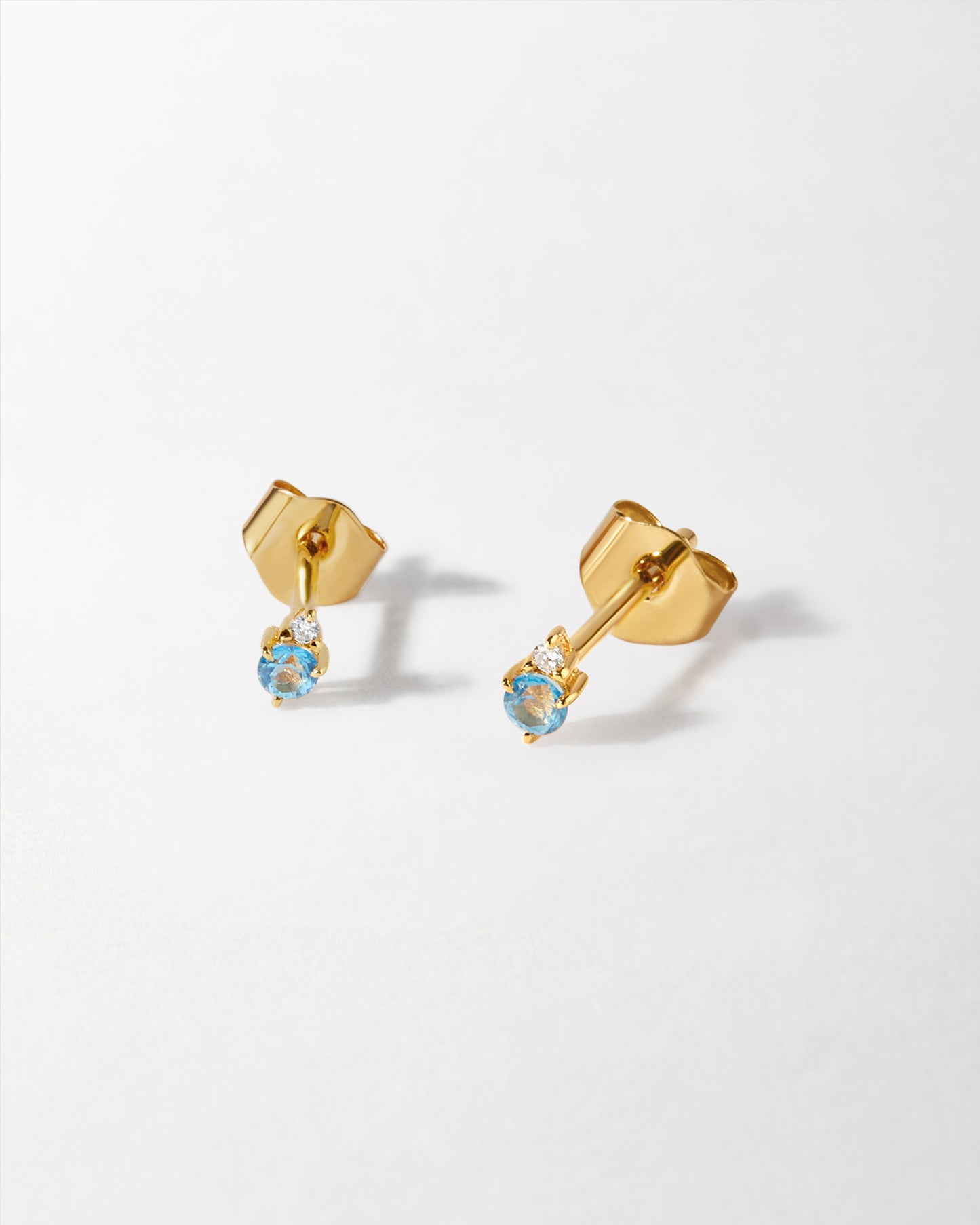 Blue Topaz Diamond Stud Earrings