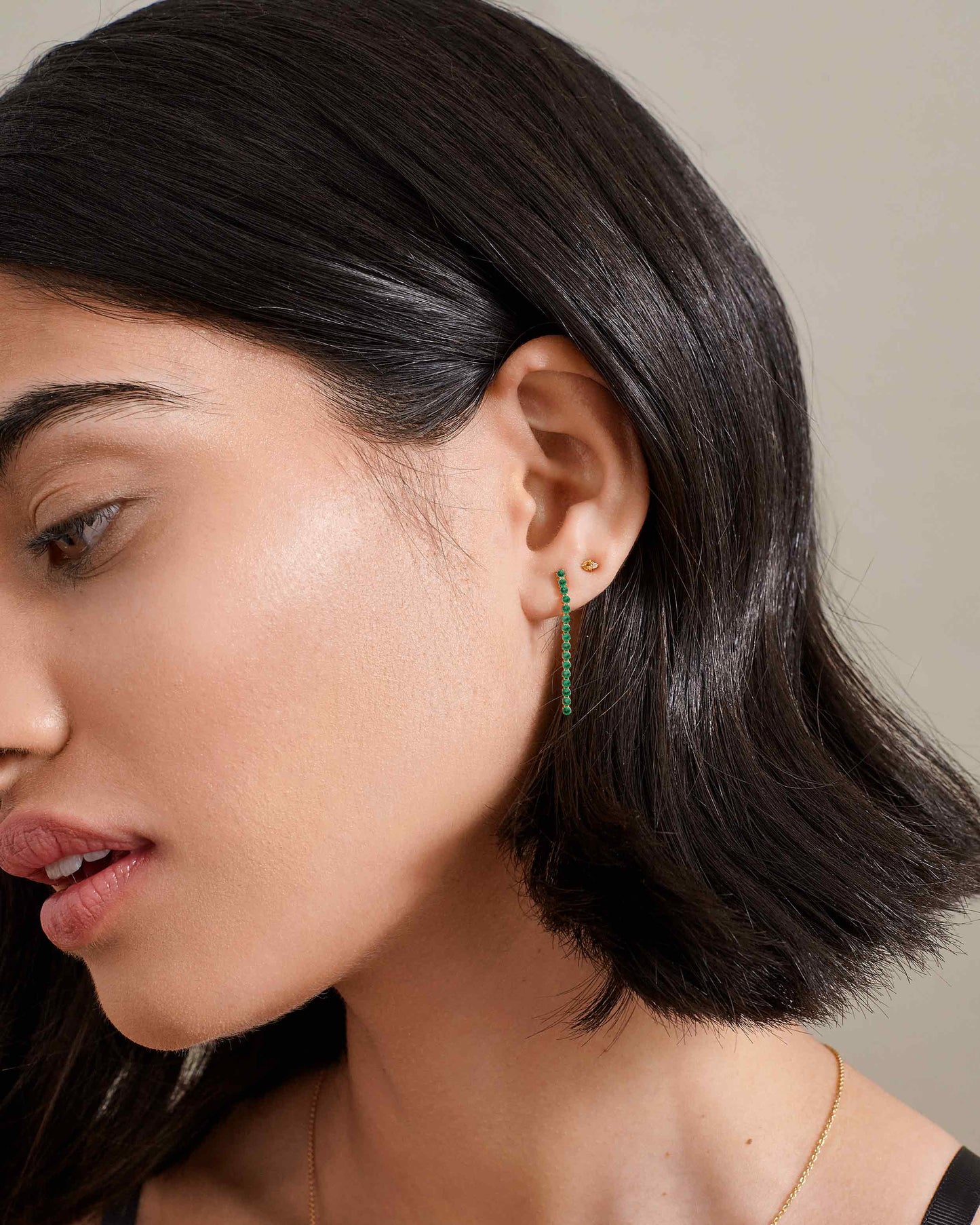 Tennis Emerald Drop Earrings