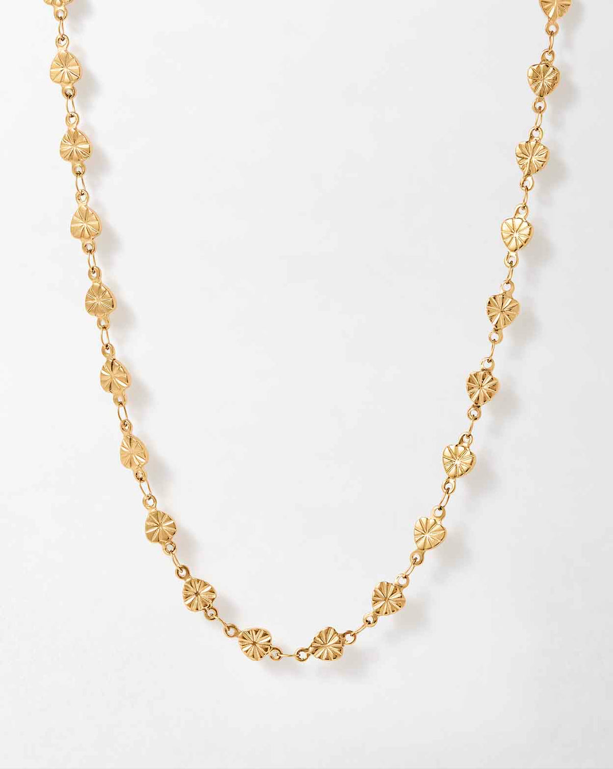 Gold Textured Geometric Link Necklace