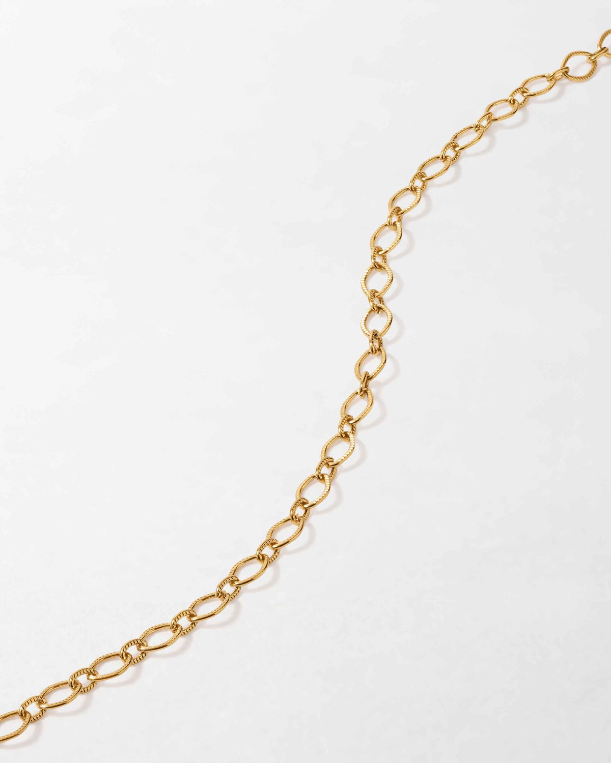 Gold Textured Oval Link Necklace