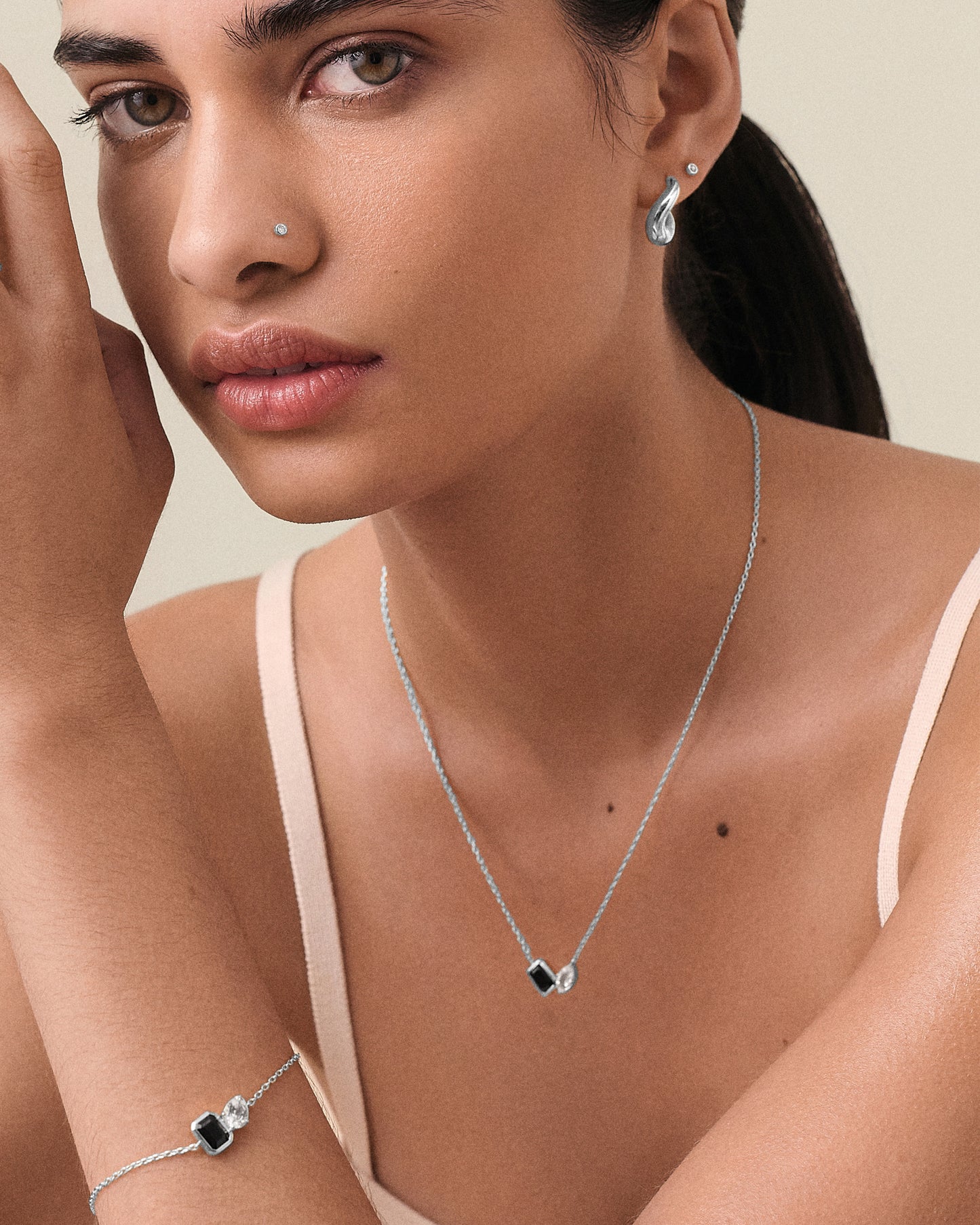 Toi Et Moi Customised Gemstone Necklace - Silver
