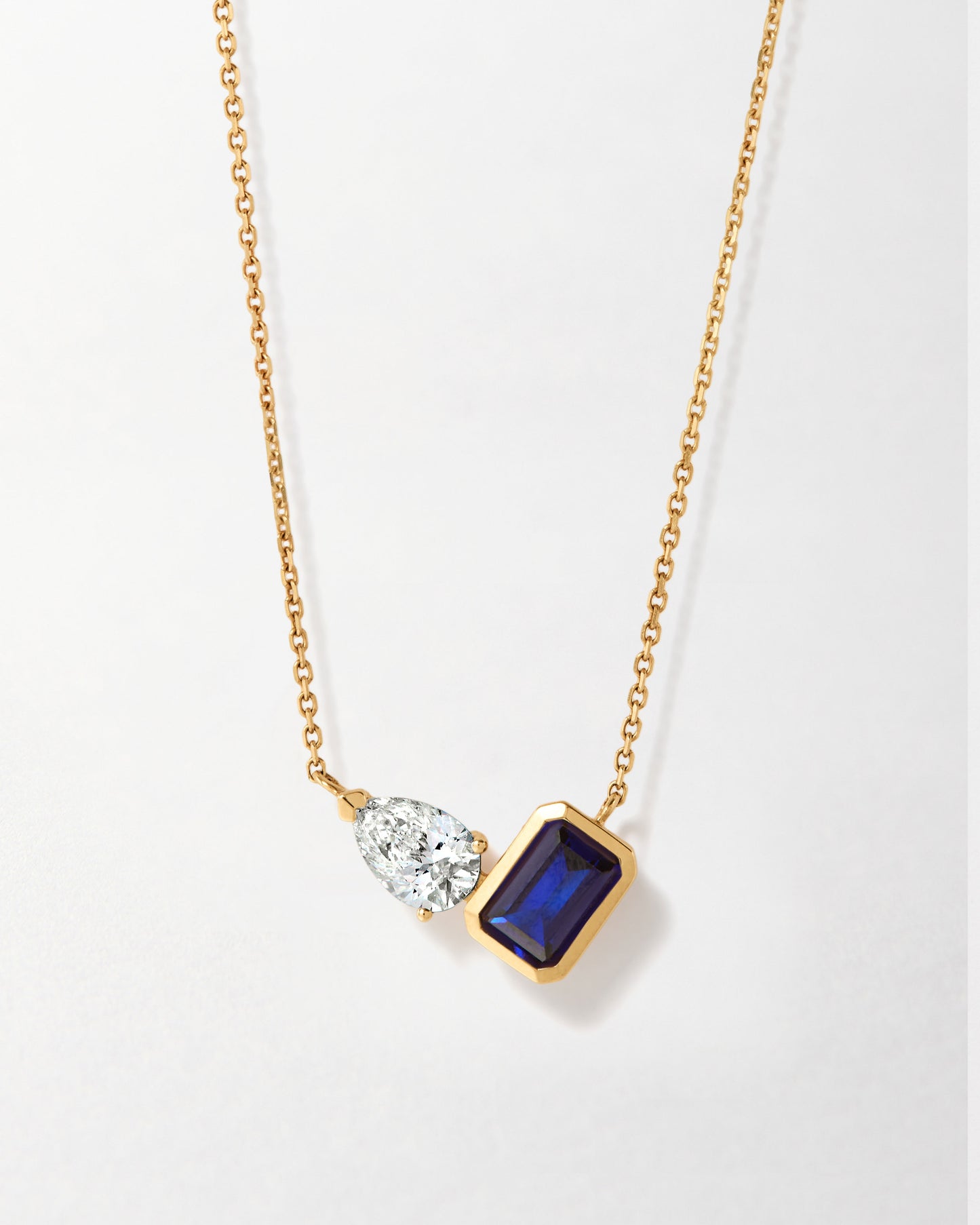 Toi Et Moi Blue Sapphire and Diamond Necklace