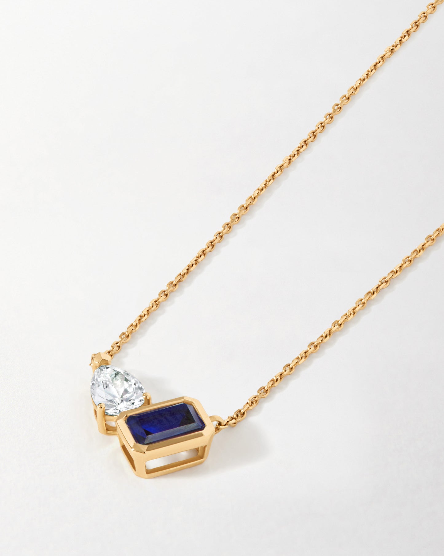 Toi Et Moi Blue Sapphire and Diamond Necklace