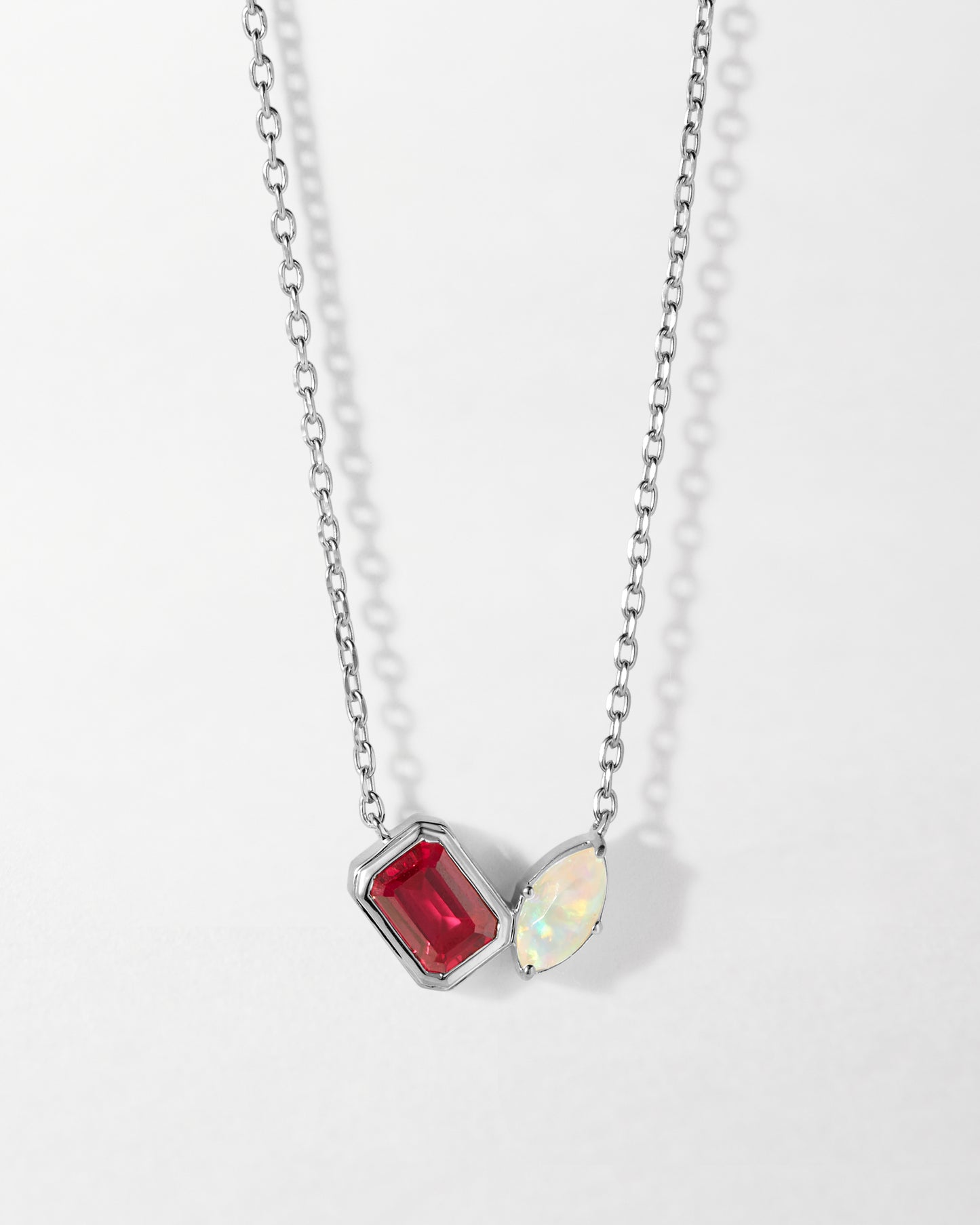Toi Et Moi Customised Gemstone Necklace - Silver