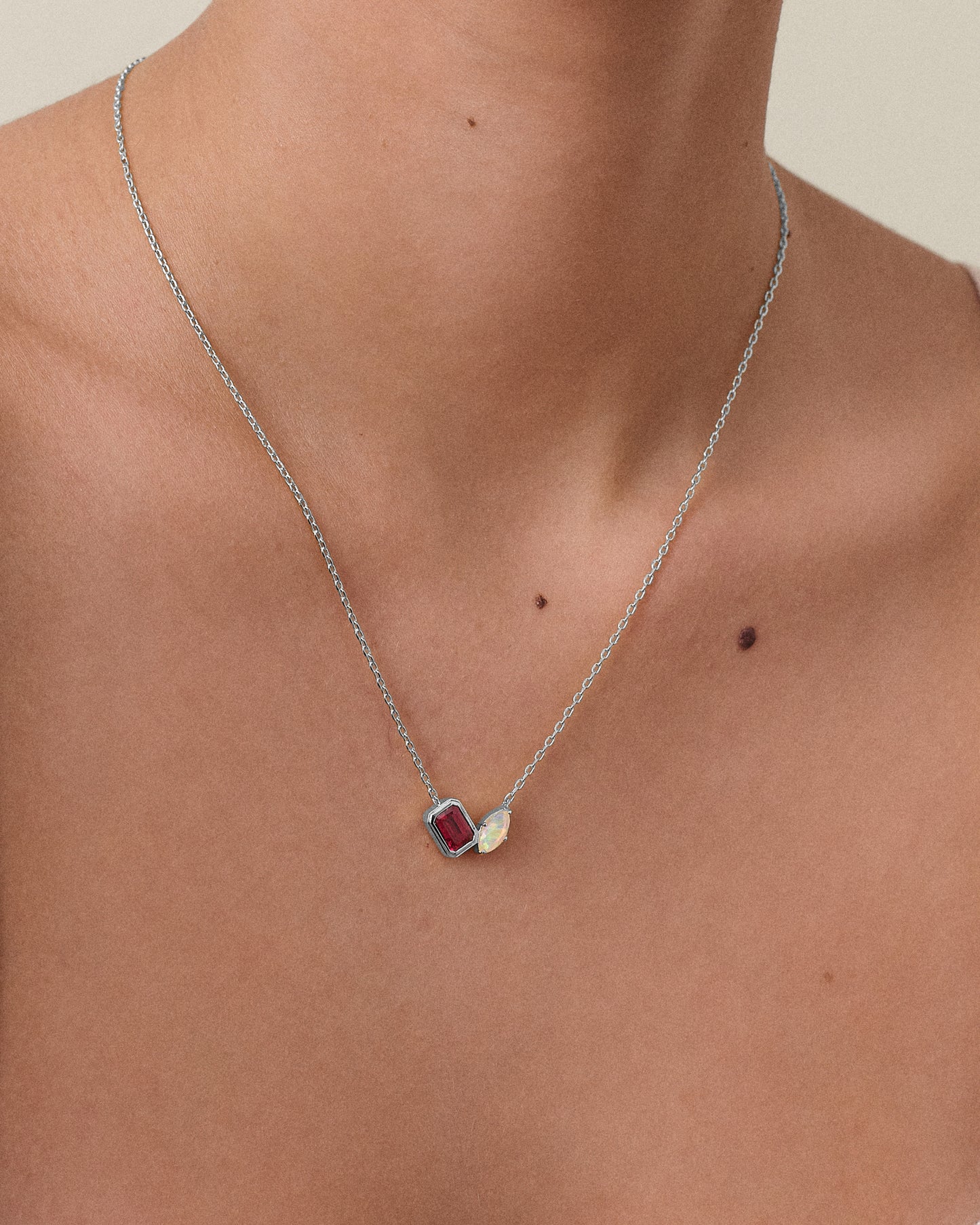 Toi Et Moi Customised Gemstone Necklace - Silver