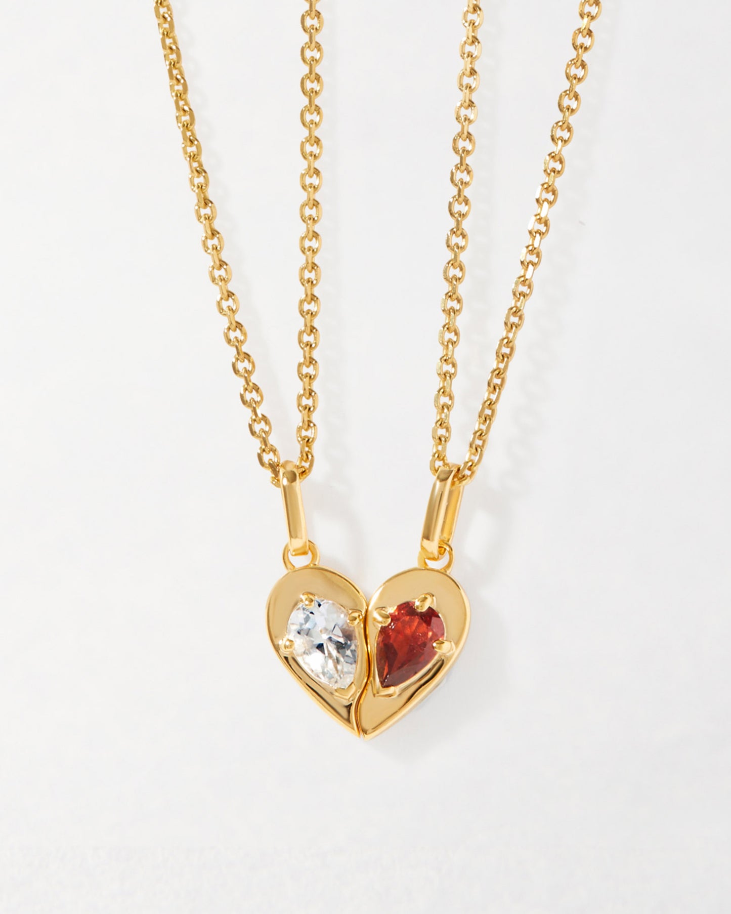 Toi et Moi Garnet & Topaz Friendship Necklaces
