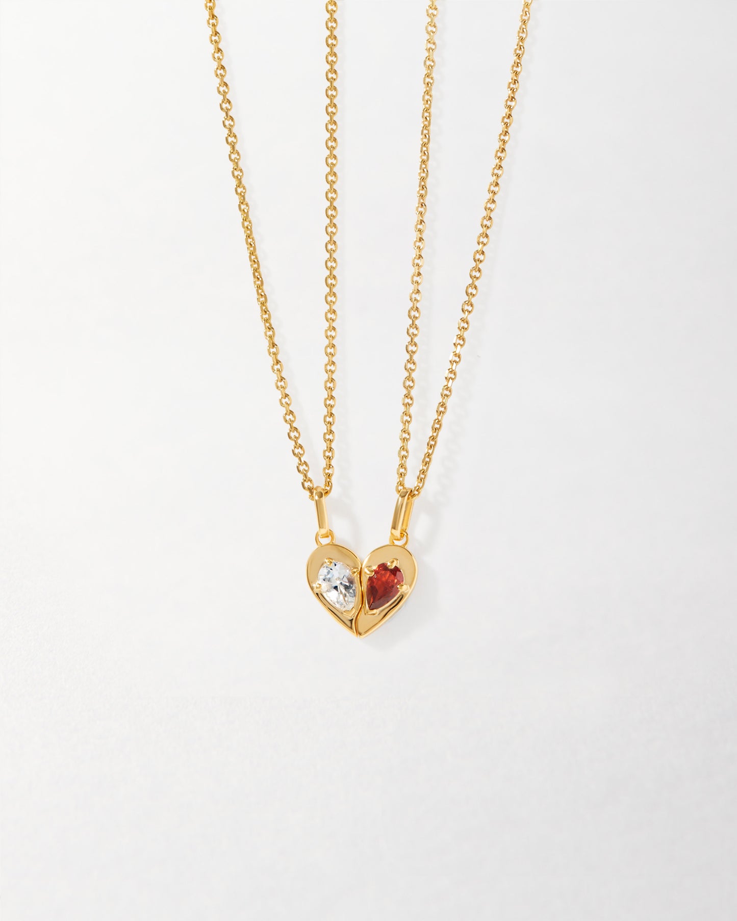 Toi et Moi Red & White Friendship Necklaces