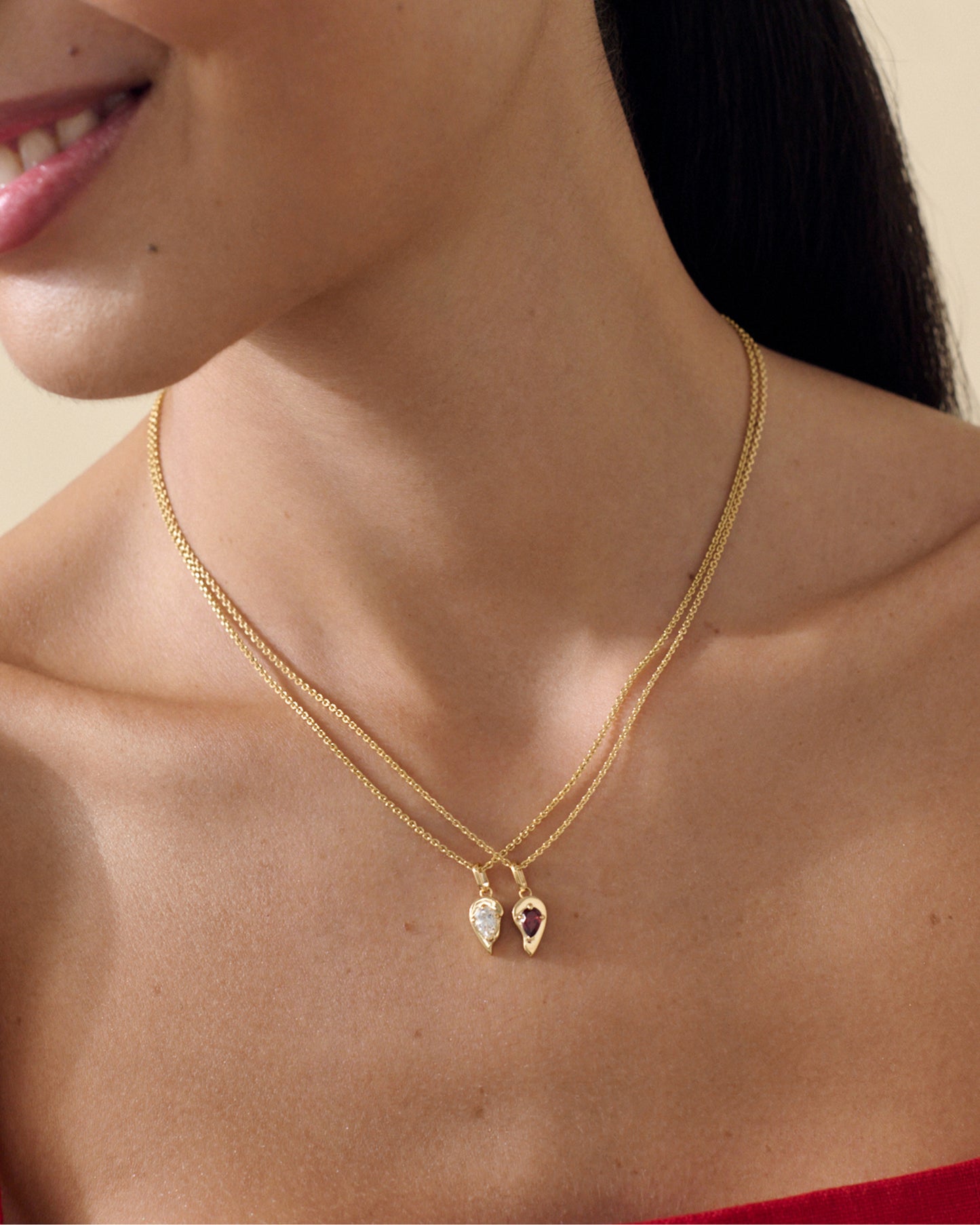 Toi et Moi Red & White Friendship Necklaces