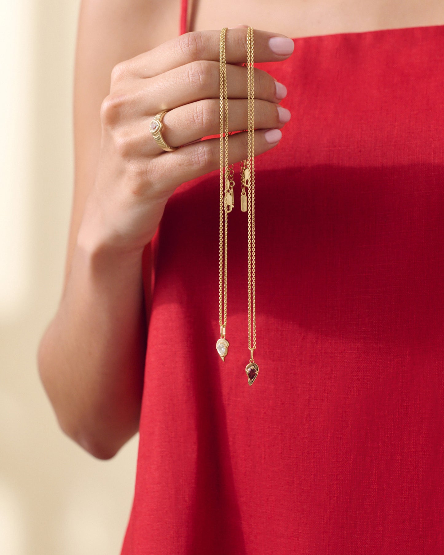 Toi et Moi Red & White Friendship Necklaces