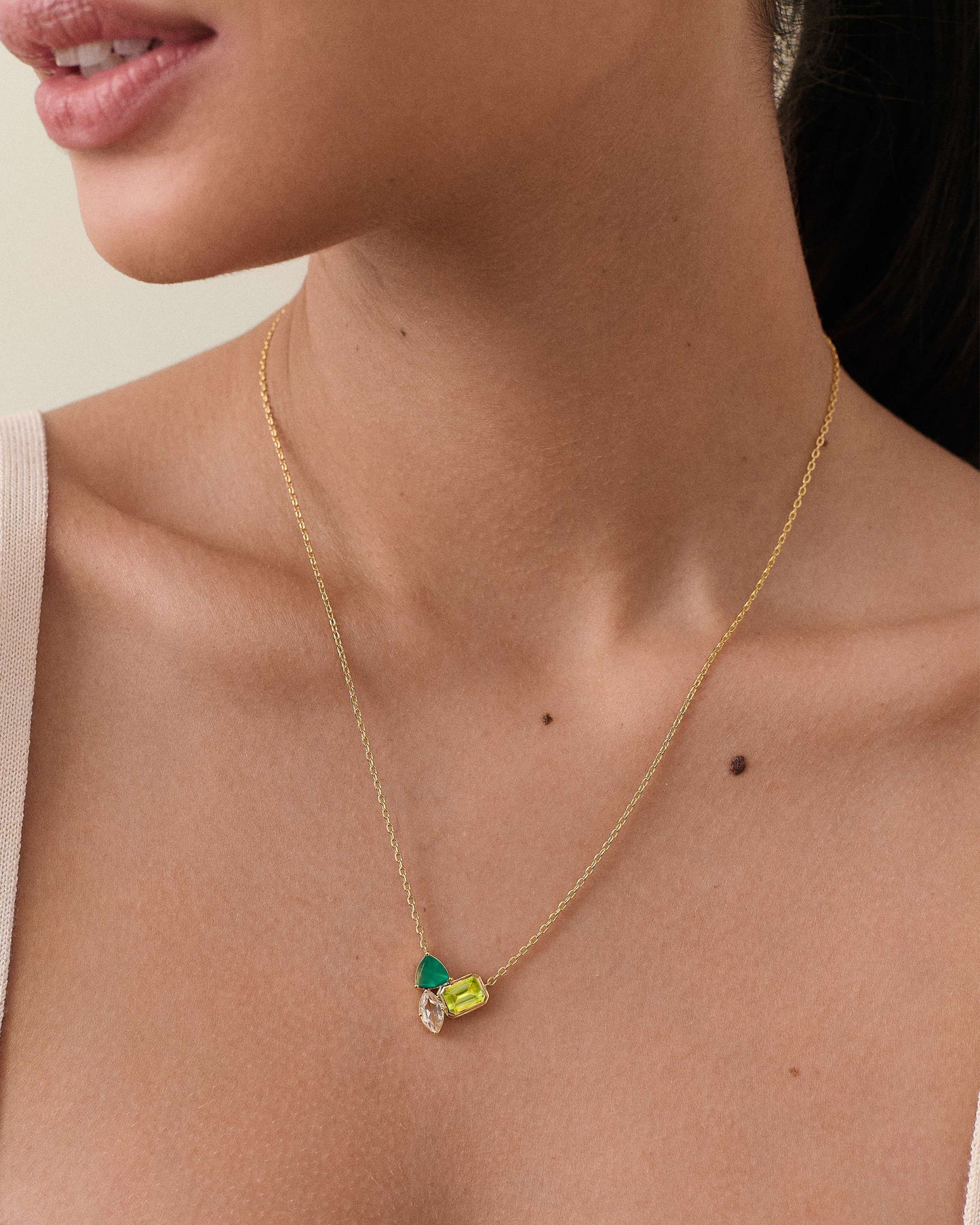 Trinity Green Gemstone Necklace
