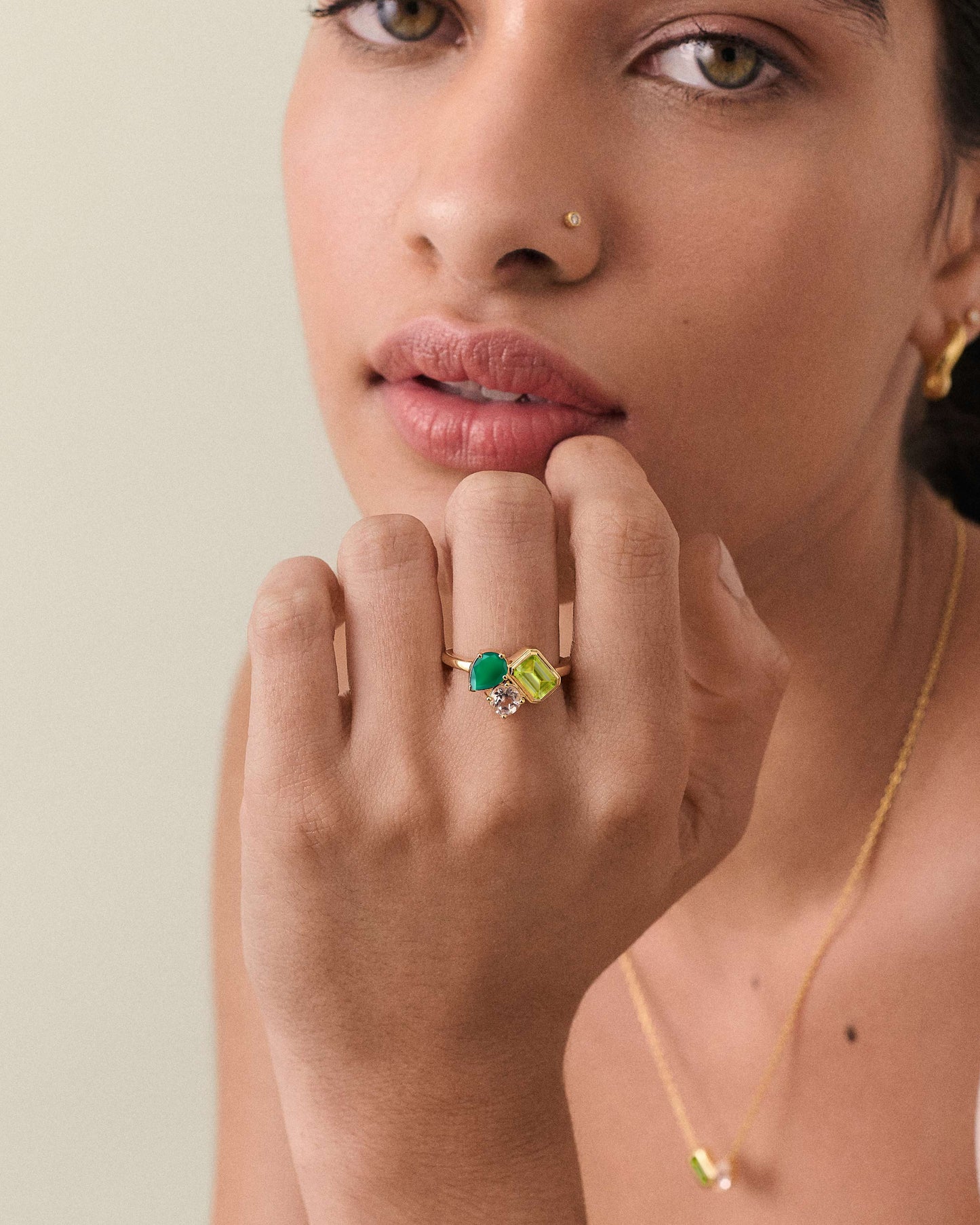 Trinity Green Gemstone Ring