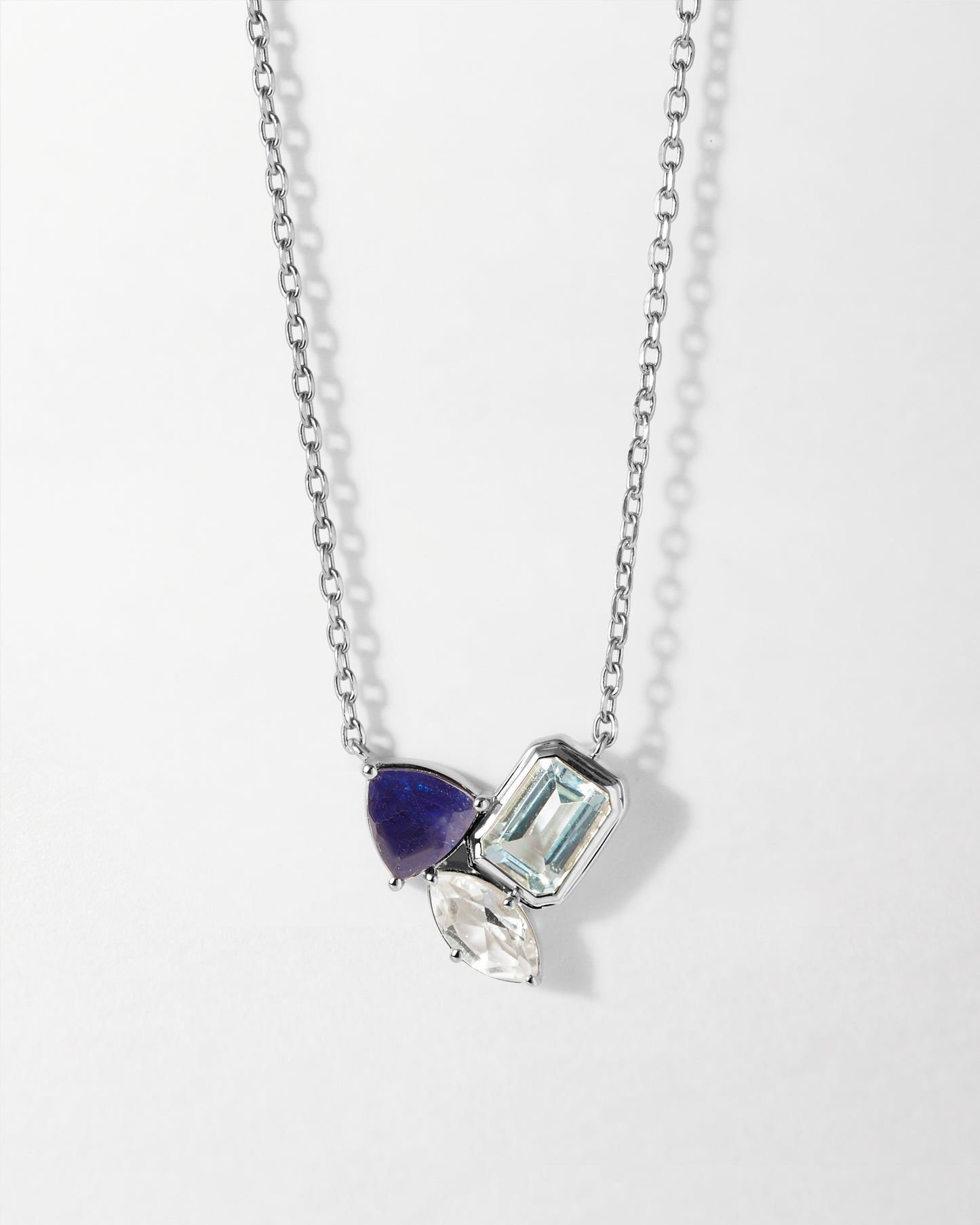 Trinity Customised Gemstone Necklace - Silver
