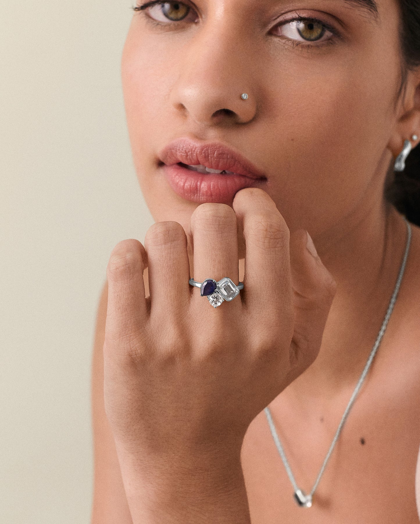 Trinity Customised Gemstone Ring - Silver