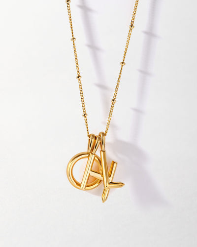 Edge of Ember Triple Initial Necklace in 18k Gold — UFO No More